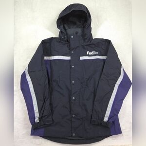 FedEx Jacket Mens Large Stan Herman Work Uniform Hooded